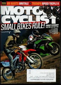 JANUARY 2013 MOTORCYCLIST MAGAZINE, MV AGUSTA BRUTALE, TRIUMPH SPEED TRIPLE R - Picture 1 of 1