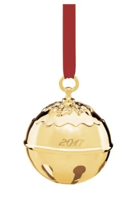 NEW 2017 Reed and Barton Gold Holly Bell Christmas Ornament - Image 1 of 4