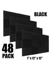 48 Pack 12" X 12" X 1"Acoustic Foam Panel Wedge Studio Soundproofing Wall Tiles - Picture 1 of 4