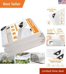 16 Mil Greenhouse Cover,Clear Plastic Tarps Heavy Duty Waterproof 18x24FT,UV ... - Picture 1 of 8
