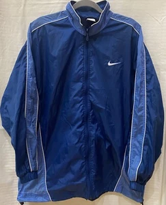 Nike Windbreaker Jacket Youth L 12-14 Navy Swoosh Long Sleeve Mock Neck Full Zip - Picture 1 of 8