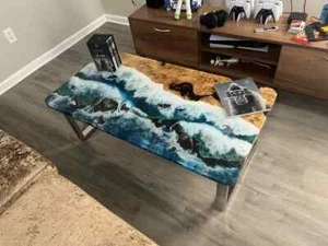 Epoxy Wave Couchtischplatte | Ocean River Epoxy Center | Wohnzimmermöbel - Bild 1 von 8