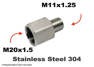 M20x1.5 Female to M11x1.25 Male Stainless Sensor Adaptor Fittings Conversion - Picture 1 of 6