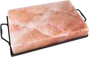 Bloque de cocción de sal del Himalaya, 12x8x2 para barbacoa, asar a la parrilla y asar con bandeja de metal - Imagen 1 de 13