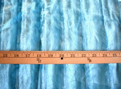 TURQUOISE  STRIPED VELBOA   100% POLYESTER SHORT PILE FAUX FUR  19x60 INCHES - Image 1 of 3