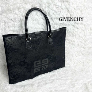 GIVENCHY Handbag Tote Medium Logo Canvas Leather Black Women's USED FROM JAPAN - Picture 1 of 10