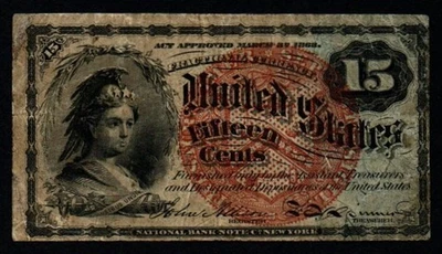 1869-1875 15c 4th Issue COLUMBIA VF Fractional Currency! - Image 1 of 2