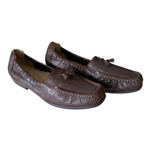 Zapatos SAS Para Mujer 9 N Hope Mocasín Estampado Cocodrilo Estampado Borlas Marrón Punta Cuadrada - Imagen 1 de 21