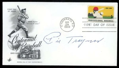 Pie Traynor PSA DNA 1969 Первый День Обложка Кэш FDC Автограф - Изображение 1 из 2