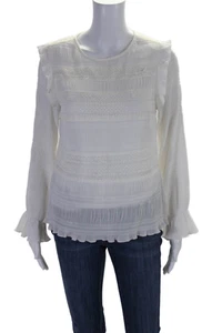 Velvet Womens Ruffled Long Sleeve Pullover Basic Blouse White Size Small - Picture 1 of 5