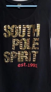 Vtg South Pole Women's Black & Gold T-Shirt Sz XL Y2K Genuine 17x25 - Picture 1 of 10
