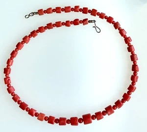 Vintage Native American coral beaded necklace Sterling Silver clasp - 16" #35 - Bild 1 von 5