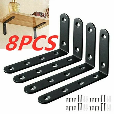 Paquete de 8 soportes de estante de metal de alta resistencia para montaje en pared de metal en forma de L Foto 1 de 4