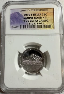 2010-S 25C Silver Mount Hood N.F. Quarter NGC PF 70 Ultra Cameo / 22 - Image 1 of 4