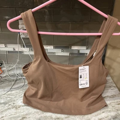 Athleta Transcend Square Neck XL Crop Bra Womens  Light Support New Tags BROWN - Image 1 of 4