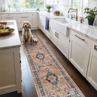 Hallway Washable Runner Rug - 2x10 Kitchen Rugs Entryway Rug Runner Vintage  - Image 1 of 4