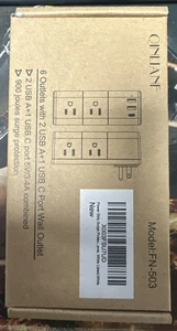 Outlet Surge Protector QINLIANF Multi Plug 6 OUTLETS W/ 2 USB A + 1 C PORT WALL - Picture 1 of 2