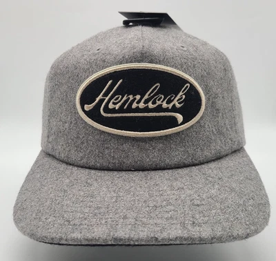Sombrero Hemlock Co Lynwood Gris Correa de Cuero Ajustable Sombrero Trasero Nuevo con Etiquetas Parche Logo Foto 1 de 4