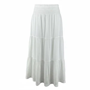 Vintage Gap White Maxi Tiered Skirt Wide Elastic Waist Small 100% Cotton Cottage - Picture 1 of 6