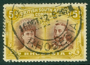 SG 141ab Rhodesia 1910-13. 5d morado-marrón y oliva. CAT usado fino 160€. Certificado RPS - Imagen 1 de 2
