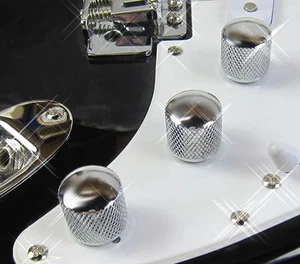 KNOB Set of 3 CHROME Classic Chrome Dome Easy Cheap UPGRADE Guitar Parts  - Picture 1 of 5