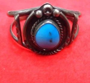 Navajo Sterling Silver and Turquoise Cuff Bracelet - Picture 1 of 3