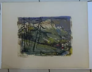 GUY RENNE PEINTRE D'ARLES - ECOLE PARIS -DESSIN ORIG ENCRE HUILE JURA 1961 -5 - Picture 1 of 7