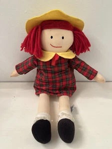 Vintage 1994 Eden Madeline Plush Doll Girl Yellow Hat Red Plaid Dress - Picture 1 of 10