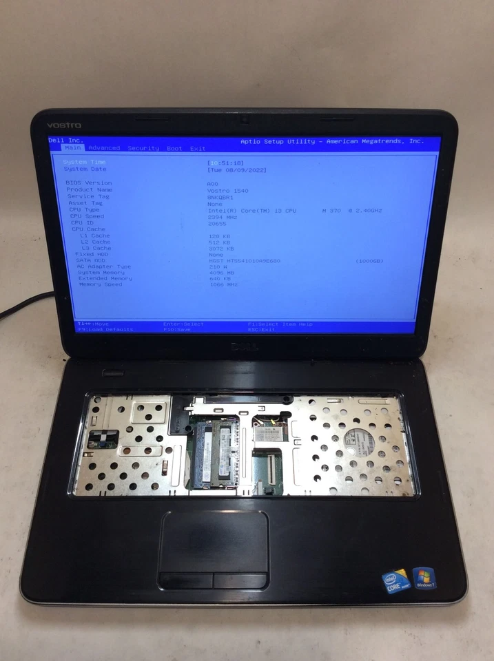 Dell Vostro 1540 Laptop 15" Intel Core i3 1st Gen READ DESCRIPTION -PP - Image 1 of 4