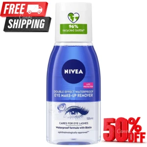 NIVEA Double Effect Waterproof Eye Make-Up Remover (125 ml), Daily Use Face Cle - Picture 1 of 8