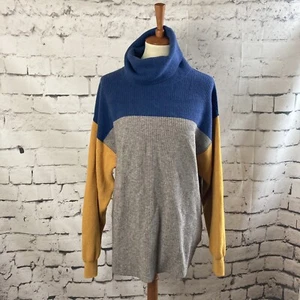 Free People Sweater Small Softly Structured Colorblock Turtleneck Multicolor - Picture 1 of 12
