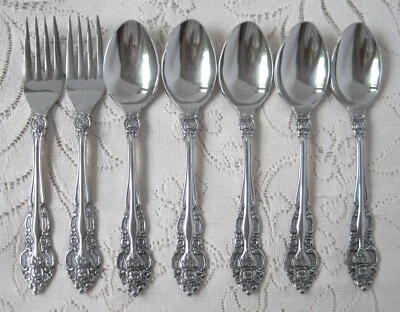 LIFETIME Stainless Silverware CROWN ROYALE Small Forks & Teaspoons - Image 1 of 4