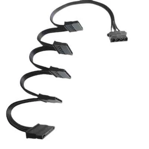 Hard Drive 4Pin IDE Molex to 5 SATA Splitter Converter Power Supply Cable 18AWG - Picture 1 of 4