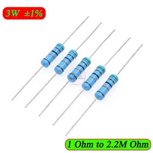 3W Metal Film Resistor 1% Full Range of Values 1 Ohm to 2.2M Ohm(1Ω-2.2MΩ) 20pcs - Picture 1 of 7