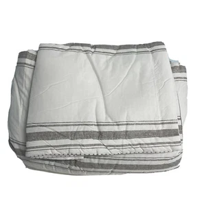 Lush Decor Gray Comforter Farmhouse Stripe 3 Piece Reversible Bedding Full Queen - Picture 1 of 12