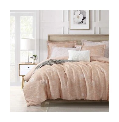 Chezmoi Collection Katrina 6-Piece Floral Comforter Set Queen Size, Coral/Whi... - Image 1 of 4