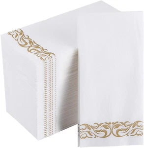 200 Linen Feel Disposable Bathroom Napkins, Soft and Absorbent Paper Guest Towel - Picture 1 of 7