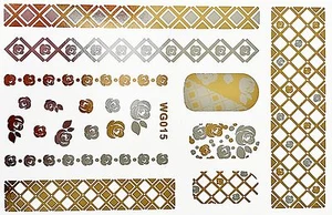 Pegatina de arte de uñas dedo tatuaje de agua oro plata pegatinas de uñas UV 19 piezas WG15 - Imagen 1 de 1