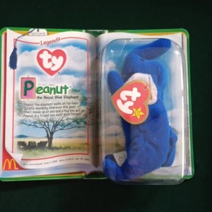 McDonald's Teenie Beanie Babies 2000 ty Legends Peanut the Royal Blue Elephant - Imagen 1 de 7