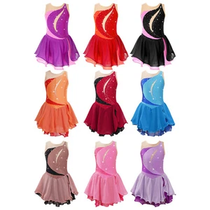 Kids Girls Rhinestones Figure Skating Dress Leotard Ballet Lyrical Dance Costume - Picture 1 of 119