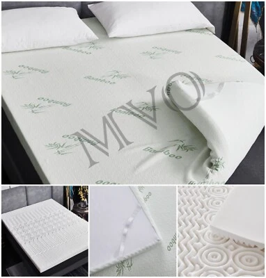 Bamboo Foam Mattress Topper Soft Cosy Anti Allergy Thick Bed Enhancer All Sizes