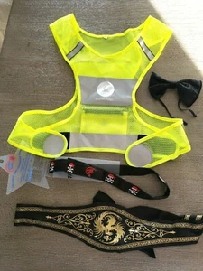 boys 7/8 NEW PIRATES BELT A KID CAN DO HIMSELF! SAFETY VEST BOW TIE HALLOWEEN BE - Picture 1 of 2