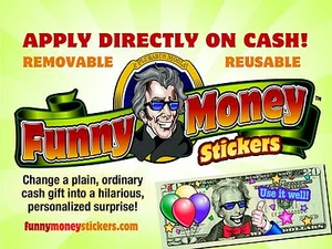 Birthday Funny Money Stickers, Apply Directly on Cash & Checks in Greeting Cards - Picture 1 of 7