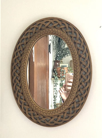 HomeCo vintage oval mirror Wicker Style Frame Cover