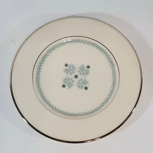 Lenox Charmaine 6.25" Bread & Butter Plate C-512 USA Blue Snowflake Silver Edge - Picture 1 of 6