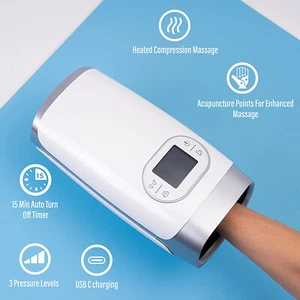Electric Hand Massager Air Compression&Heat Cordless Finger Massage Arthritis - Picture 1 of 11