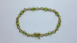 10k Yellow Gold Peridot Ladies Tennis Bracelet - Picture 1 of 4