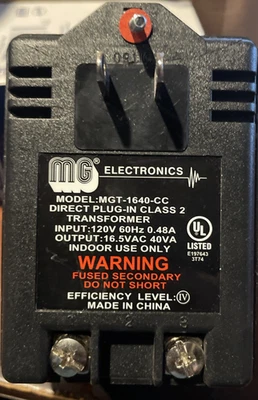 Transformador MG Electronics 16V 40VA MGT1640 MGT-1650-CC 16VAC 40VA nuevo caja abierta Foto 1 de 2