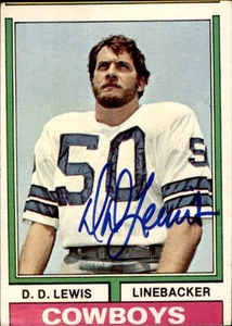 D.D. Lewis 1974 Topps #303 Signed Football Card Dallas Cowboys Mississippi State - Picture 1 of 2