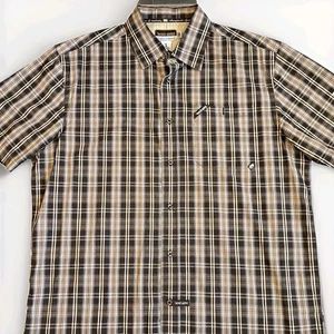 Camisa Ecko Unltd Para Hombre Grande Amarilla Marrón A Cuadros Manga Corta Botón Ropa de Calle - Imagen 1 de 10